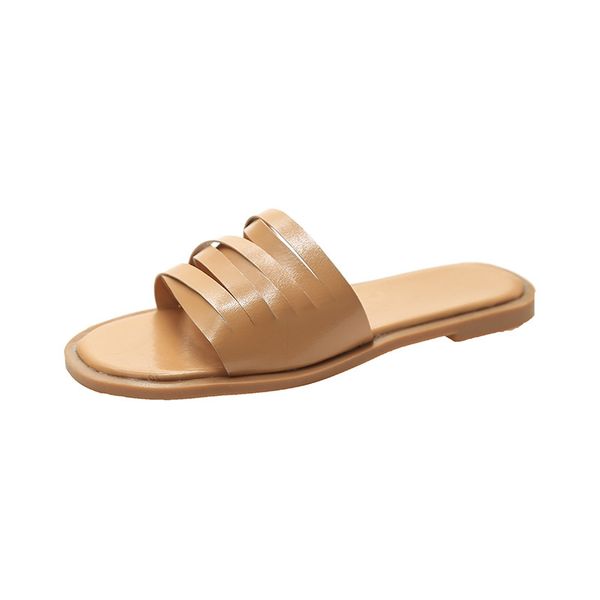

sagace women's slippers leather 2020 summer women thin strap home casual flat sandals outdoor non-slip beach shoes