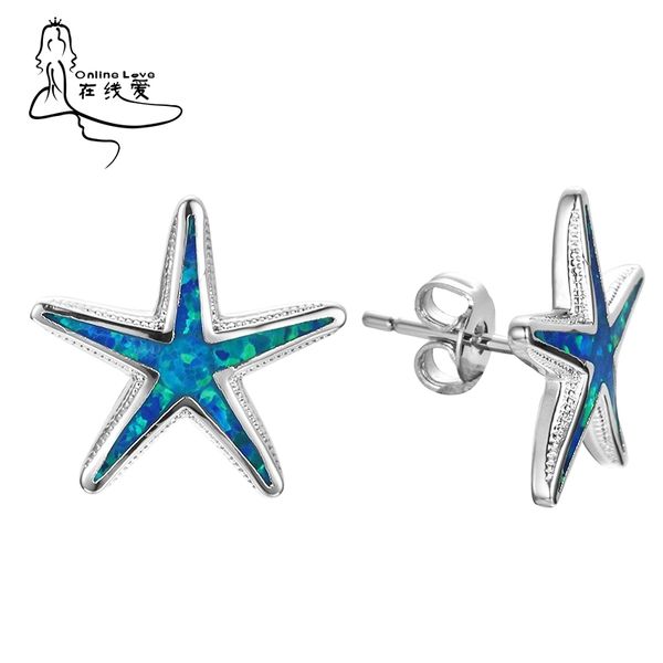 

new arrival blue opal sea star earrings silver-plated fashion earrings for women's gift starfish earrings er253