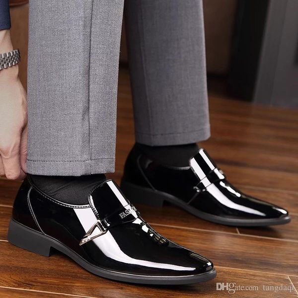 

men's heats wedding shoes groom's wedding shoes bright leather raised with no lacquer skin foreign style men's wedding shoes, Black