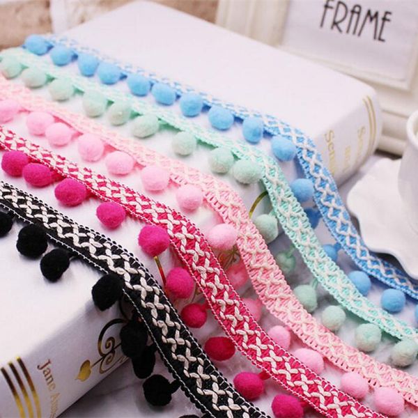 

pom pom trim ball braid lace fringe ribbons fabric diy sewing handmade accessory, Pink;blue