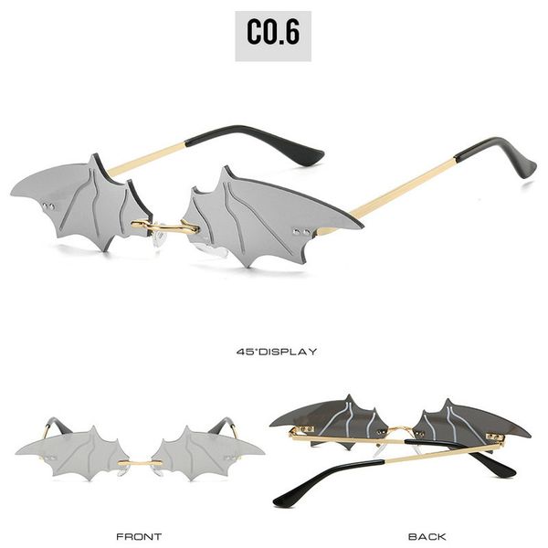 

bat rimless sunglasses so&ei fashion rimless unique bat shape sunglasses women vintage metal jelly color lens eyewear men trending jkmb1 rkl