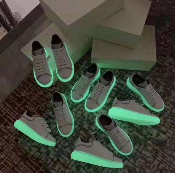 

designer shoes trainers reflective 3m white leather platform luminous sole sneakers womens mens flat casual party shoes suede sneakers a1, Black