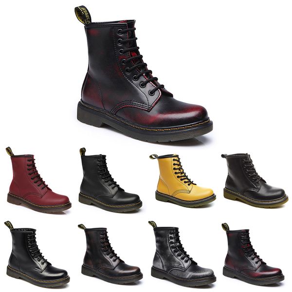 

2020 non-brand fashion designer ankle boots men women wineter martin boots wipe wine red black motorcycle boots 35-44 item 10 wholesale, White;red