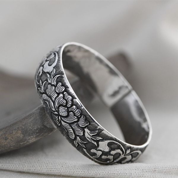 

103g s925 thai silver fashion jewelry bracelets for women 18mm vintage sterling silver chain fist bangles, Black