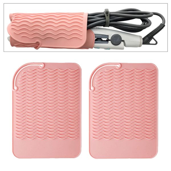 

silicone heat resistant styling station safety mat for hair straightener 2x