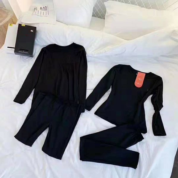 

men women thermal underwear 2019 desinger new canada brand fleeced warm underwear suits black color with box package women white men black d, Black;white