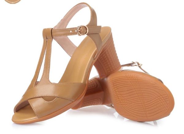 

2019 women's sandals in summer with new style high heel coarse heel @85, Black