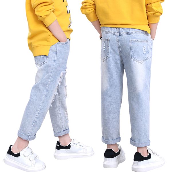 

fashion broken hole kids jeans for girls boys spring summer jeans for girls casual loose ripped children jeans 2020