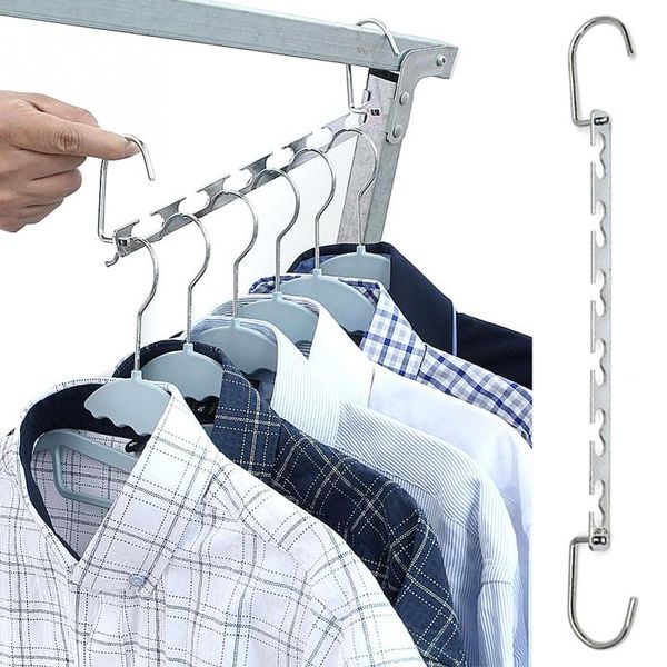 

1pcs 37cm multifunctional metal clothes closet hangers clothing organizer clothes drying rack with hook space saving