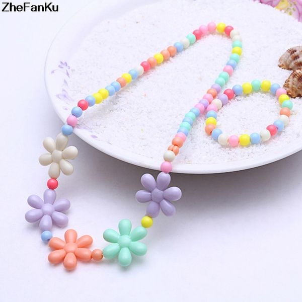 

sweet and cute lovely elastic children jewelry necklace bracelet two piece suit for kids'fashion jewelry, Silver