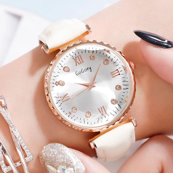 

ladies dress quartz wristwatch luxury crystal starry sky watch women casual white leather watch waterproof female clock relogio, Slivery;brown