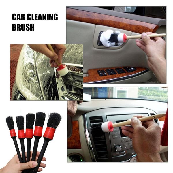 

5pcs car cleaning brush beauty tool air conditioning air outlet dashboard brush cleaner auto accessories interior detailing tool