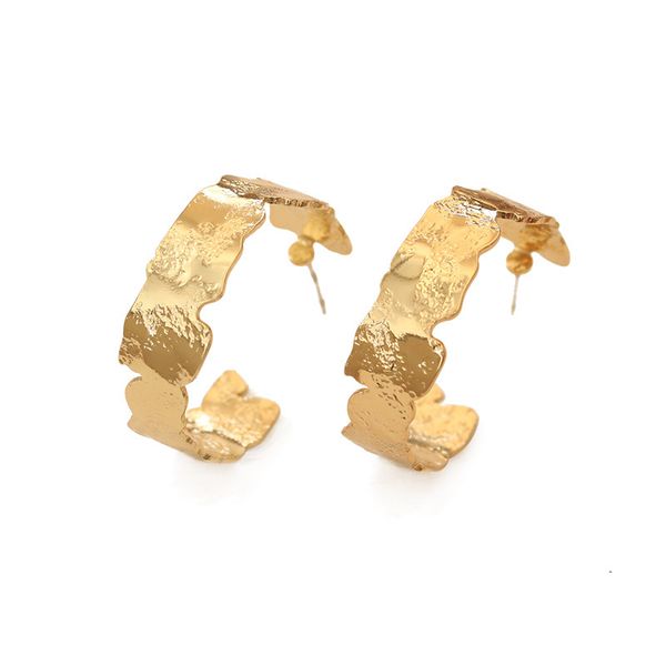 

stud 14kgf texture wave earrings c shape temperament for women chic jewelry, Golden;silver