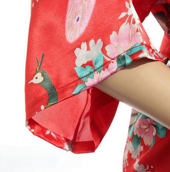 

new green long robe satin bathrobe gown nightgown omen kimono sleepwear flower plus size xxxl bride bridesmaid wedding dress, Black;red