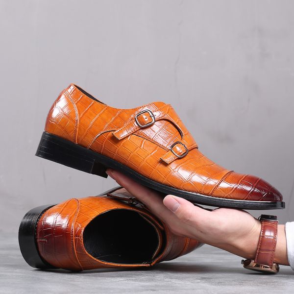 

2020 new cross-border british large casual mens shoes simple pointed fashion buckle low-business shoes foreign trade shoes wholesale, Black