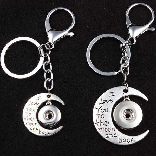 6 teile/los Karabinerverschluss Snap Schlüsselanhänger Schlüsselanhänger Ich Liebe Dich Zum Mond Und Zurück Schlüsselanhänger Diy 18mm 12mm Druckknopf Schmuck Großhandel