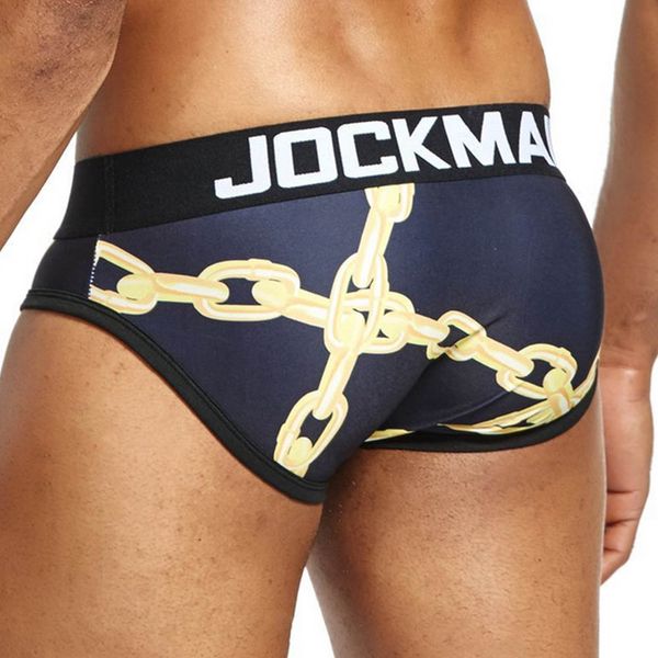 

jockmail men underwear cotton underpants bulge pouch u convex briefs bikini soft printed gay underwear slip hombre male panties lingerie, Black;white
