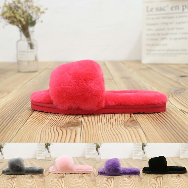 

Size36-39 WGG 3492 Slides Winter Luxury Designer Red Black Grey Pink Purple Sheep Fur Brand Womens Warm Sandals Slippers House Flip Flops