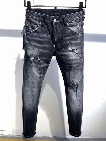 

mens designer jeans fashion summer lightweight am jeans mens casual solid classic straight holes trousers jeans us size 29-40, Blue