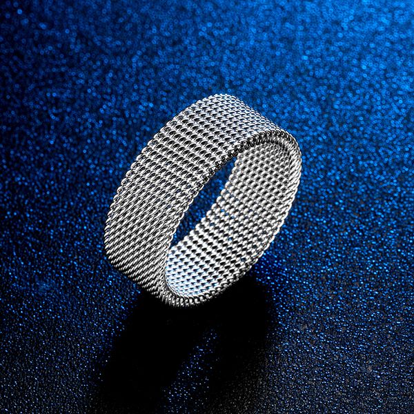 

selling elastic mesh shape simple stainless steel men's ring ip plating 18k gold rose black fashion jewelry wholesale postage, Silver