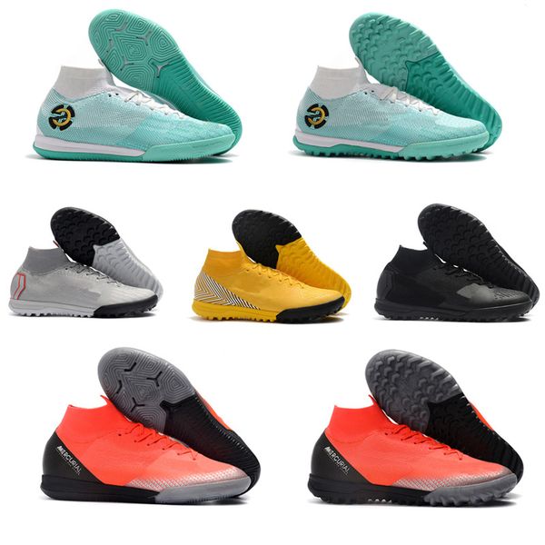 

Original Indoor Soccer Shoes Mens Womens Mercurial Superfly VI 360 Elite Neymar CR7 Turf Cleats SuperflyX VI Elite TF IC Kids Football Boo
