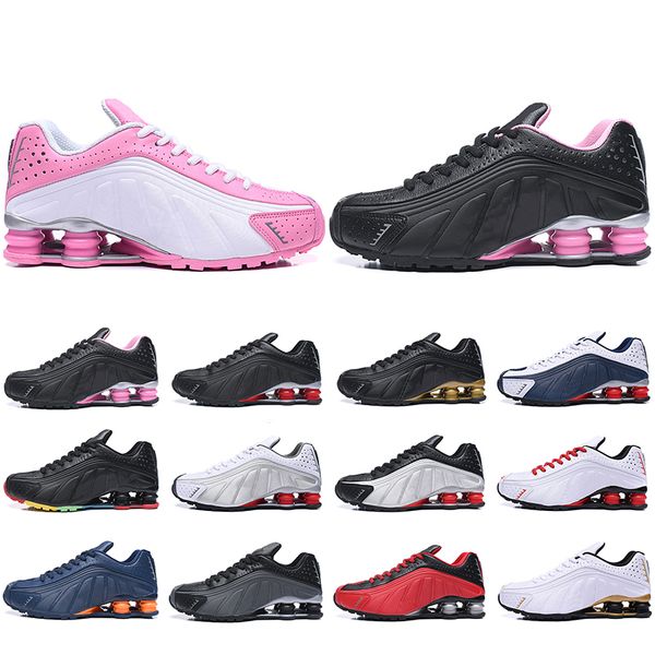 

fashion shox r4 running shoes for men women zapatillas hombre breathable leather mens trainers designer athletic sneakers size 36-46, White;red