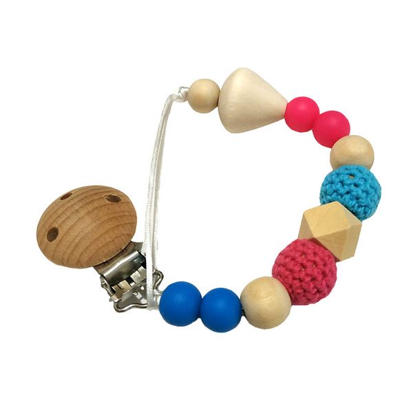 

handmade crochet beads silicone pacifier chains safe teething chain bpa-baby teether eco-friendly pacifier clips holder chain