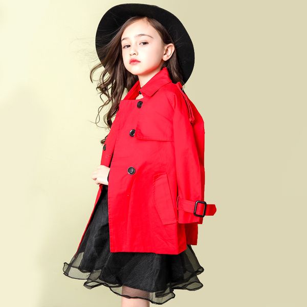 

2020 new girls jacket children's clothing girl trench coat kids jacket fashion girl coats winter trench wind 4-13y girls outerwe, Blue;gray