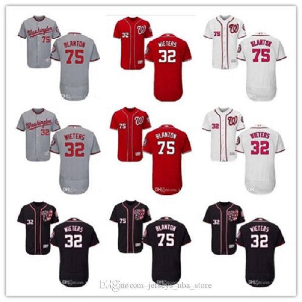 

custom men's women youth majestic nationals jersey #75 joe blanton 32 matt wieters red grey white baseball jerseys, Blue;black