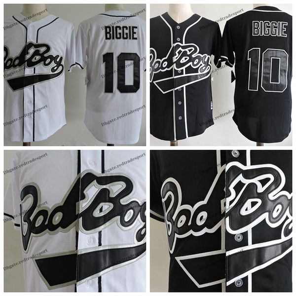 

mens biggie smalls 10 bad boy black baseball jersey white biggie smalls stitched baseball jerseys black badboy shirts, Blue;black