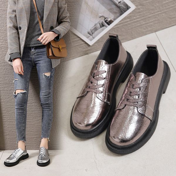 

round toe cross women's shoes modis oxfords autumn casual female sneakers british style flats 2019 leather comfortable fall, Black
