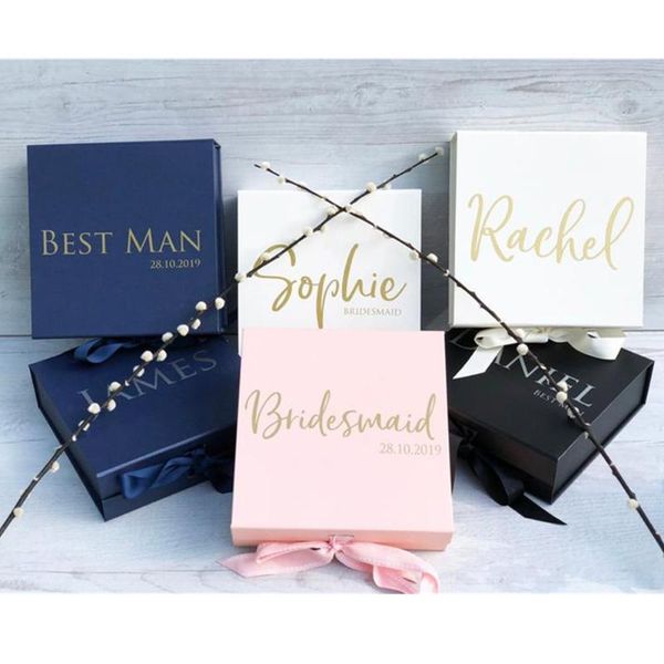 

gift wrap personalize name text will you be my bridesmaid proposal boxes, personalised maid of honour wedding real foil printed box