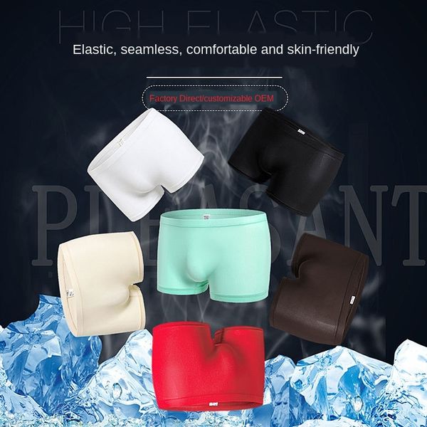 

junkumei men's underwear ice silk breathable quadrangle pants underwear transparent men's boxer pants straight, Black;white