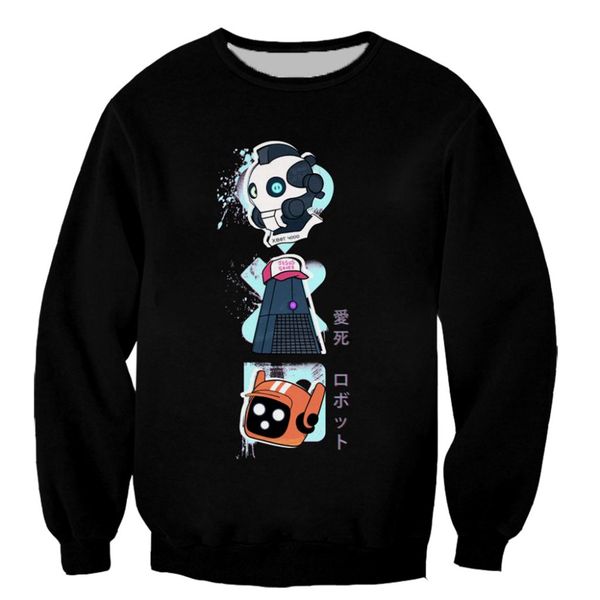 

love death and robots men and women pullover sweatshirts plain sweatshirt 3d printed cool sweatshirts streetstyle, Black