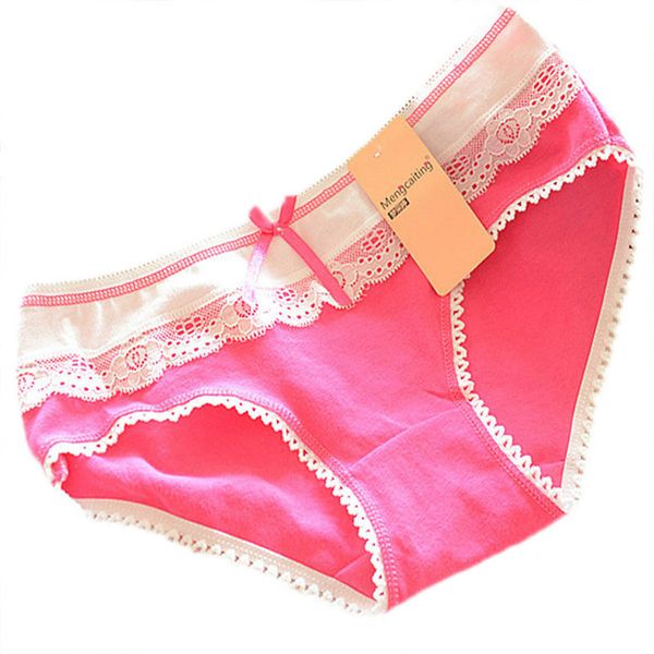 

women's lovely soft multi-color cotton lace bow-knot underwear knickers briefs girls underwear cotton, Black;pink
