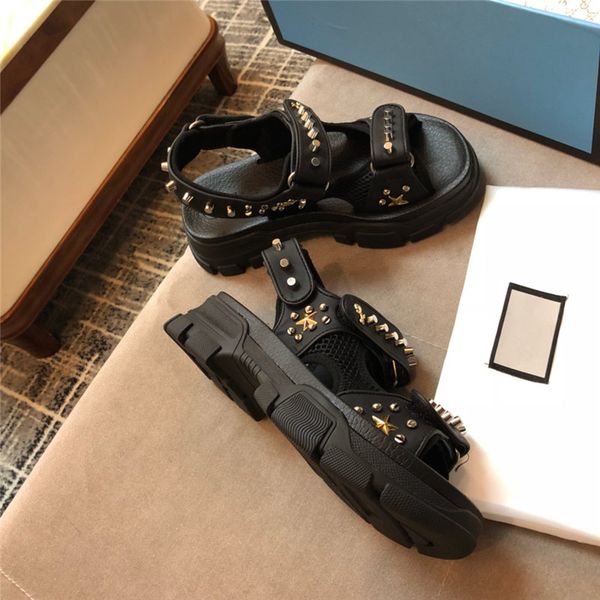

luxury designer classic sandals lady summer 2019 designer's luxury dsigner brand sandals metal edge retro women's shoes, Black