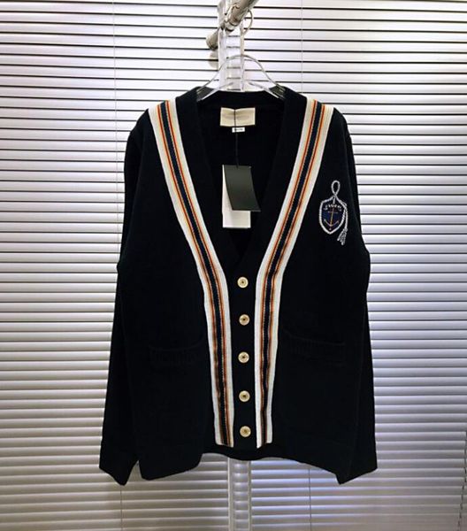 

luxury mens designer sweaters g letter paris autumn winter stripe very comfortable stripe v-neck black white mens sweater, White;black