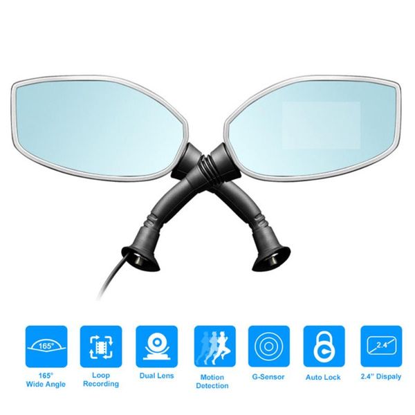 

motorcycle dvr rearview mirror camera auto digital video recorder motorbike dash cam dual lens camcorder auto registrar 5 car