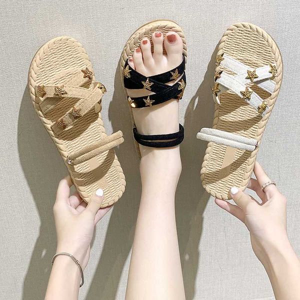 

sandals female summer comfortable flat non-slip soft bottom beach shoes women's shoes large size zapatos mujer 2020, Black