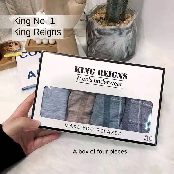 

king no. 1 underwear modal men's boxer under underpants pants high elastic traceless breathable boxed men's underwear, Black;white