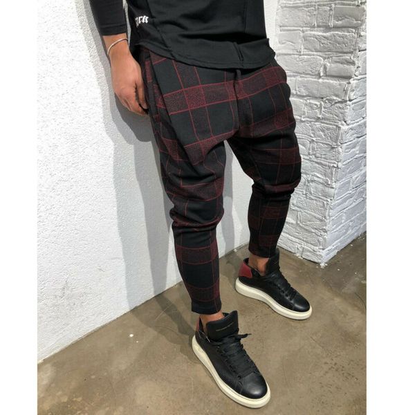 

men's pants men long casual sport gym slim fit trousers running joggers fashion size m-3xl, Black