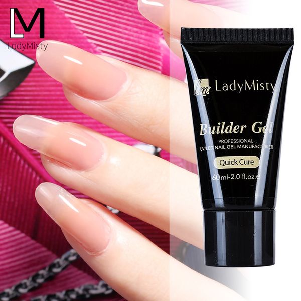 

ladymisty 60ml poly gel finger quick builder extension crystal jelly polygel nail gel uv led hard nail art acrylic builder, Red;pink