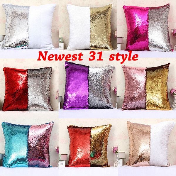 

two-color sequins pillow case mermaid pillow covers home sofa car decor cushion 31 style 40*40cm fa2799