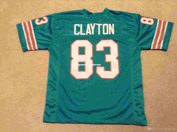 

retro custom sewn stitched #83 mark clayton teal mitchell & ness jersey s-5xl,6xl men's football jerseys rugby, Black;blue