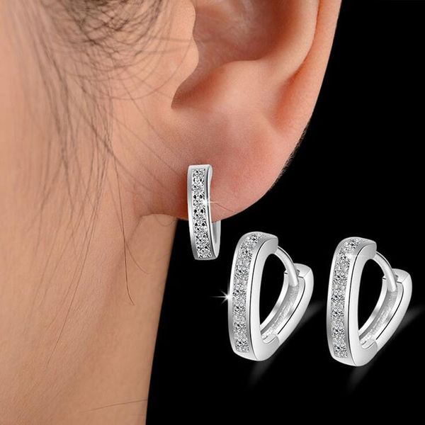 

fashion simple 925 silver heart zircon small hoop earring for baby girls children kids cute loop huggie earring jewelry eh149, Golden;silver