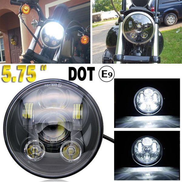

5.75" 5 3/4 led headlight 50w 30w motos accessories daymaker black projector hi/lo drl for harley dyna sportster 12v24v