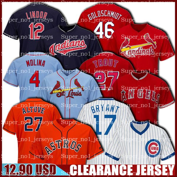 

clearance jose altuve jersey kris bryant jerseys yadier molina jersey mike trout francisco lindor paul goldschmidt baseball jersey 123, Blue;black