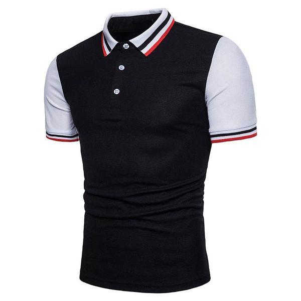 

polo tshirts fashion male slim fit short sleeve tshirts spring mens designer casual clothing summer mens patchwork, White;black