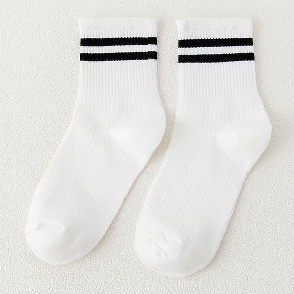 

Fall winter 2019 new cotton women 039 ock double needle port two bar ock olid color tocking pile ock, Black