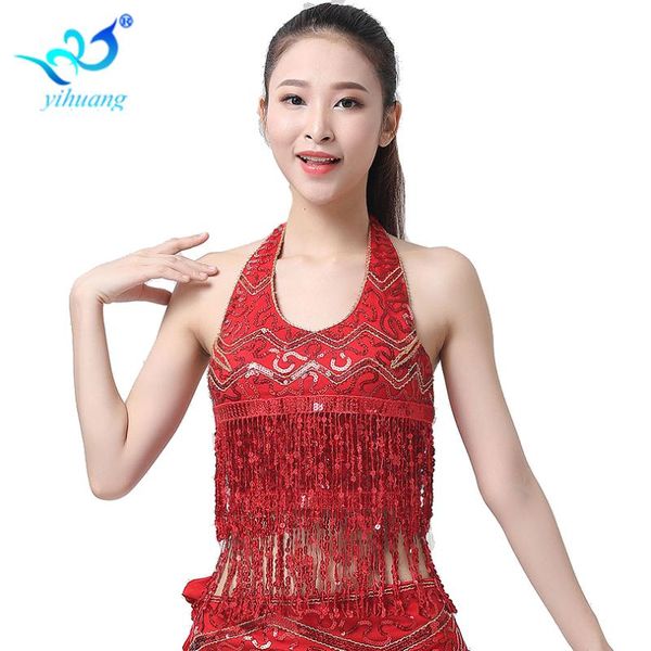 

танец живота костюм бюстгальтер партии пришивания fringe кисточкой танец живота топы performance наряды сценическое шоу шнуровке, Black;red